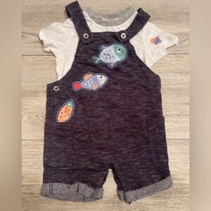 Good impressions 18 month Boys fish overall outfit